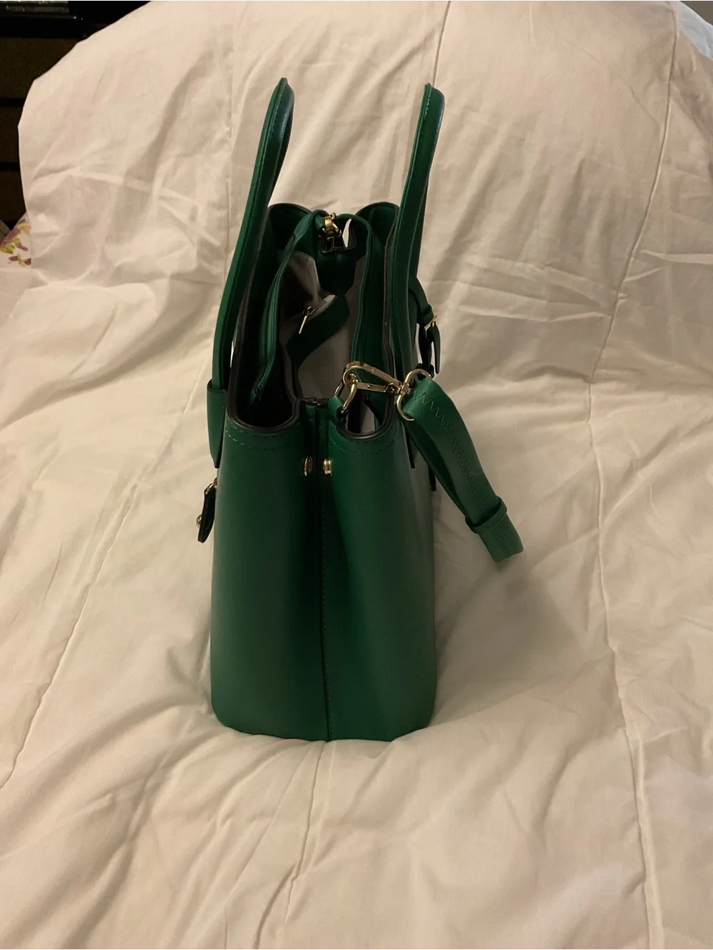 Classic Green Structured Satchel with Top Handles